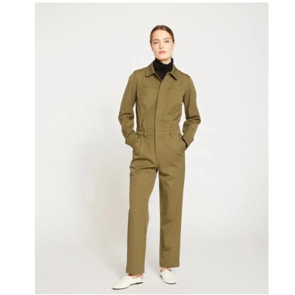 Universal Standard Cinched Stretch Twill Jumpsuit in Ivy